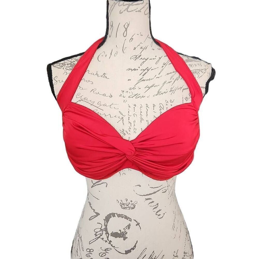 Nicolita Ladies Size XL Red Halter Pinup Style Bikini Top